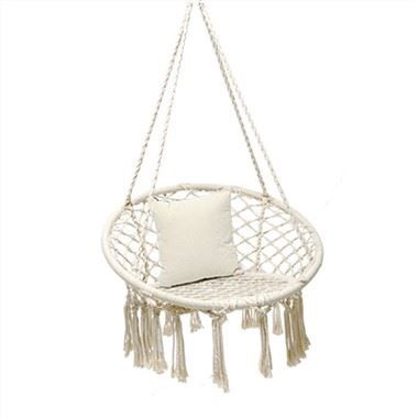 Biały okrągły hamak kempingowy