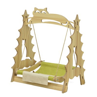 Drewniane łóżko hamakowe dla kota